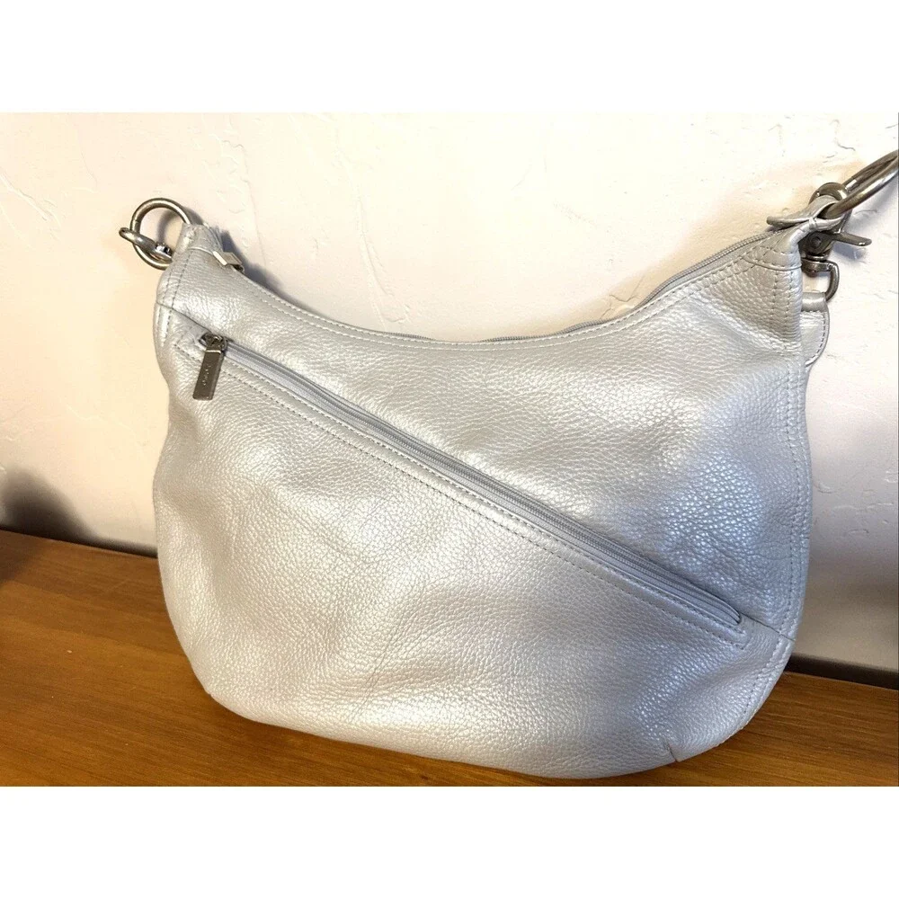 HOBO INTERNATIONAL FROST METALLIC LEATHER CONVERTIBLE CROSSBODY BAG ZIP TOP $298